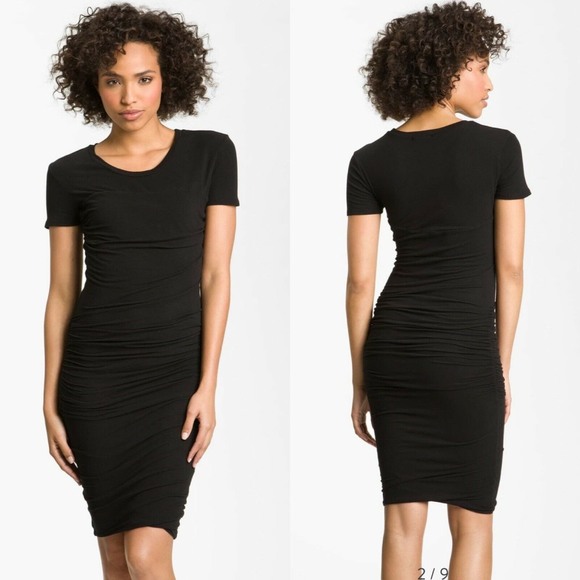 James Perse Dresses & Skirts - James Perse Black SZ 3 Large Ruched T-shirt Dress